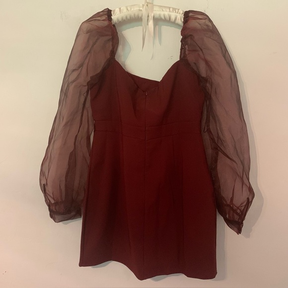 Fashion Nova Womens Cocktail Clubwear Sheer Puff Long Sleeve Mini Dress Size XL - Picture 13 of 14